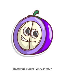 Funny doodle fruit cartoon with cute expression

