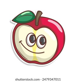 Divertido doodle caricatura de fruta con expresión linda

