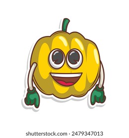 Funny doodle fruit cartoon with cute expression

