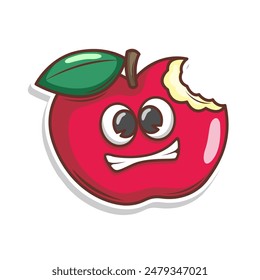 Funny doodle fruit cartoon with cute expression

