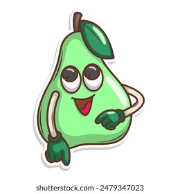 Funny doodle fruit cartoon with cute expression

