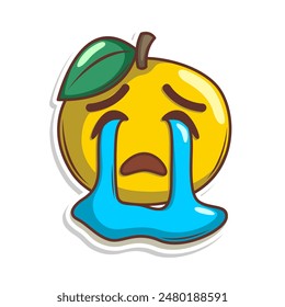 Divertido doodle caricatura de fruta con expresión linda