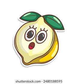 Funny doodle fruit cartoon with cute expression