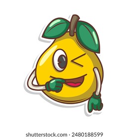 Funny doodle fruit cartoon with cute expression