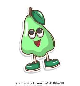Divertido doodle caricatura de fruta con expresión linda