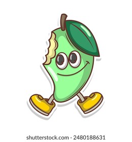 Funny doodle fruit cartoon with cute expression