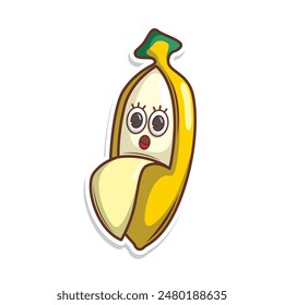 Divertido doodle caricatura de fruta con expresión linda