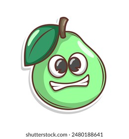 Funny doodle fruit cartoon with cute expression