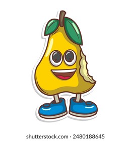 Divertido doodle caricatura de fruta con expresión linda