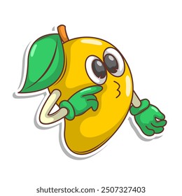 Funny doodle fruit cartoon with cute expression
