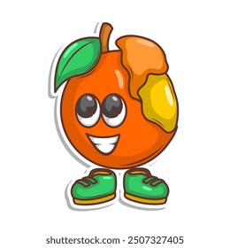 Funny doodle fruit cartoon with cute expression