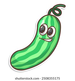 Divertido doodle de dibujos animados de frutas con expresión linda