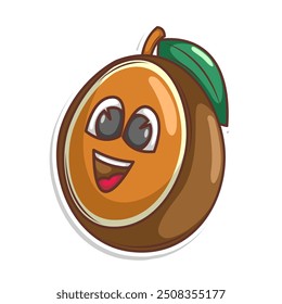 Funny doodle fruit cartoon with cute expression