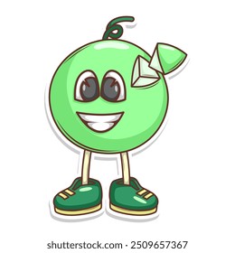 Divertido doodle de dibujos animados de frutas con expresión linda