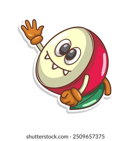 Divertido doodle de dibujos animados de frutas con expresión linda