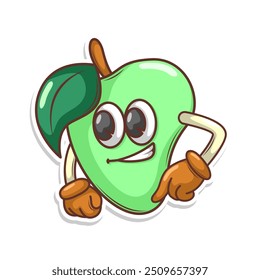 Lustige doodle frucht cartoon mit niedlichen ausdruck