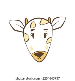 Funny doodle giraffe face. Cute baby illustration