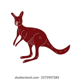 Funny Doodle Kangaroo, Vector Hand Drawn Isolated Illustration