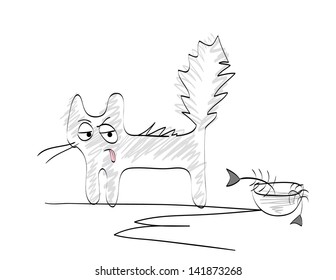 funny doodle kitty not happy with the food