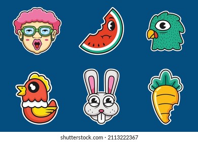 Funny doodle mascot character cartoon. Vector icon illustration isolated on premium vector
