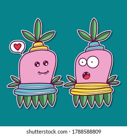 funny doodle monster character set template 