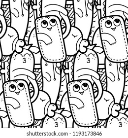 Funny doodle monsters seamless pattern for prints, designs and children books. Vector illustration for coloring pages
