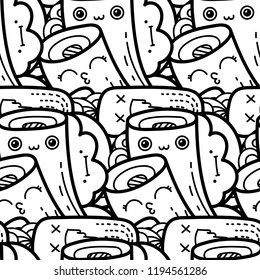 Funny doodle monsters seamless pattern for prints, designs and coloring books. Vector illustration