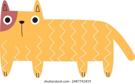 Funny Doodle Pattern Cat Vector Illustration