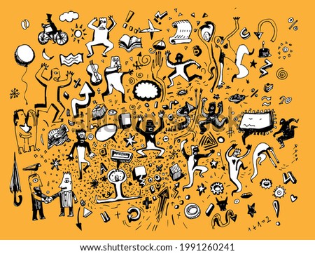 Funny doodle people. Vector illustration
