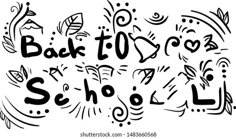 Funny doodle scribbles back to school
