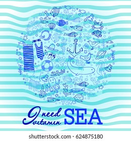 Funny doodle sea print