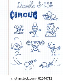 Funny doodle set with a circus theme