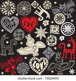 funny doodle set, hand drawn design elements