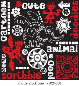 funny doodle set, hand drawn design elements