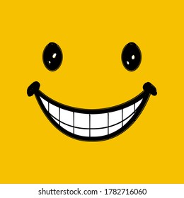 Funny doodle  smile in a kid style. Happy pattern with brush drawing. Vector.