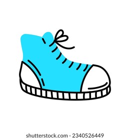Funny Doodle Sneaker. Handgezeichneter Leinenstiefel. Cartoon-Vektorgrafik
