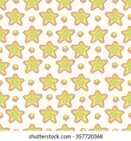 Funny doodle stars seamless pattern