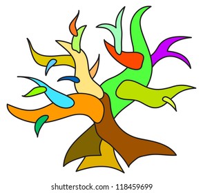 funny doodle tree vector illustration