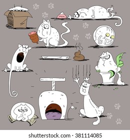 Funny doodle vector cats