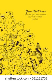 Funny doodle vector illustration, vector cartoon