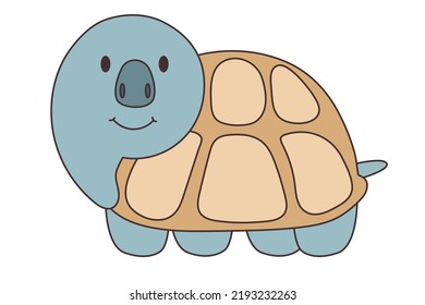 Funny doodle vector turtle. African animal. funny kind giraffe. Funny cute turtle. Adorable little african animal for fashion print; kids wear; nursery; poster; invitation; greeting card design