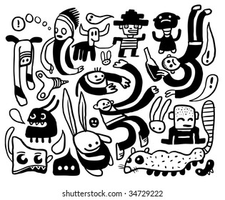 Funny doodles collection. Vector illustration.