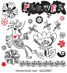 funny doodles, hand drawn design elements
