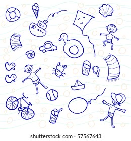 Funny doodles on a beach