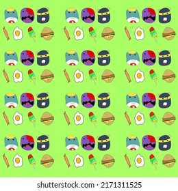 The funny doodles seamless pattern is a seamless pattern design which has joyful and colorful pattern design.