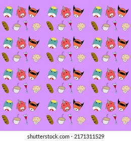 The funny doodles seamless pattern is a seamless pattern design which has joyful and colorful pattern design.