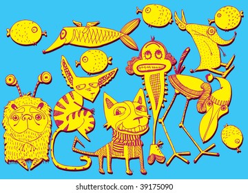 Funny Doodles Set (hand drawn vector)