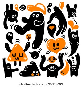 Funny doodles set. Vector illustration.