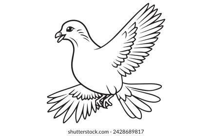 Funny doves, coloring book pages. Hand drawn illustration in zentangle style for children and adults, tattoo.
