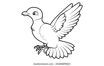 Funny doves, coloring book pages. Hand drawn illustration in zentangle style for children and adults, tattoo.